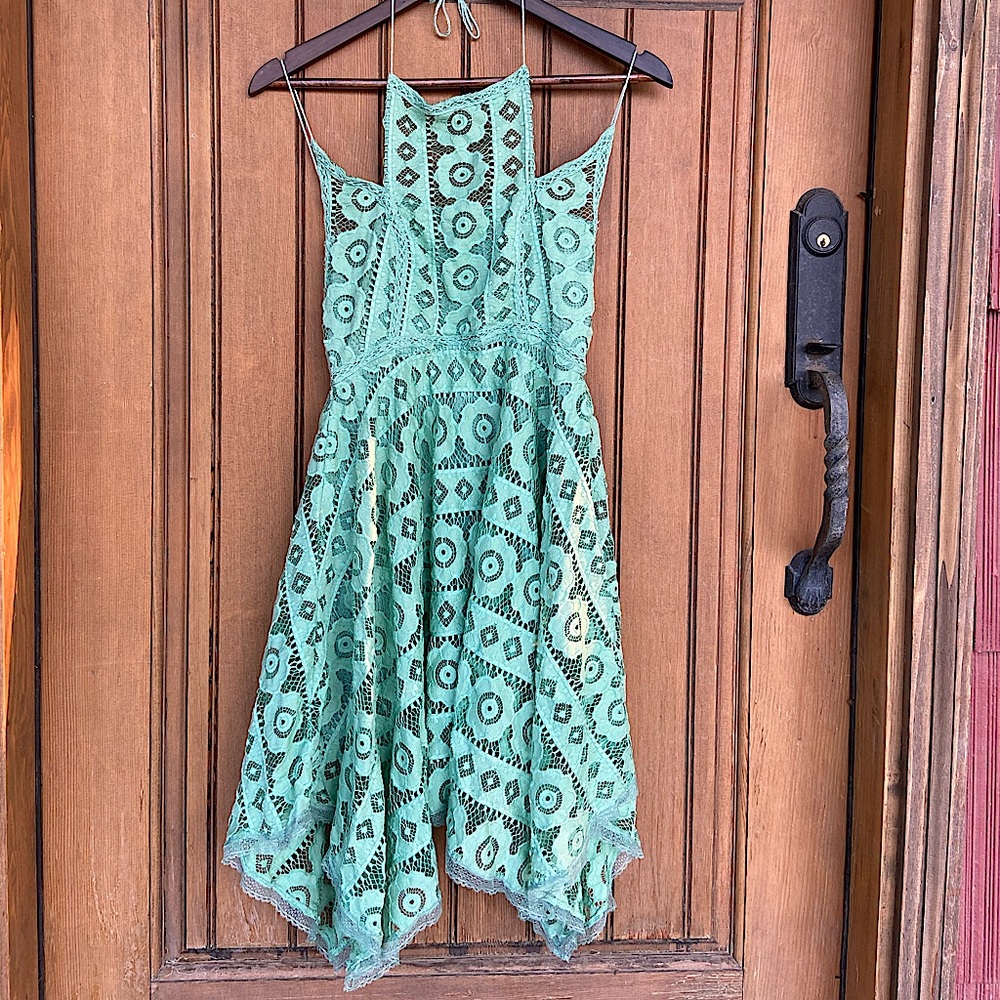 Free People lace halter tea-length dress